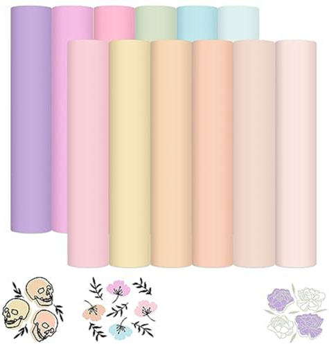 Kahdsvby Pastellfarbenes selbstklebendes Vinyl-Set, 12 Bögen, 30 x 30 cm, matt, verarbeitet, geeignet für die meisten Schneidemaschinen, Auto-Aufkleber, langlebig