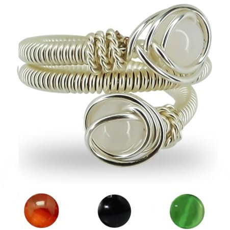 Generico Anelli Donna Pietra Naturale Agata Anello Donna Regolabile Portafortuna Regalo (Bianco)