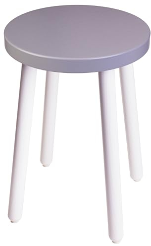 Spec-Wood Hocker - Barhocker - Küchenhocker - Blumenständer Holz - Kleiner Couchtisch - Pflanzenständer - Runder Hocker - Grau/Weiß