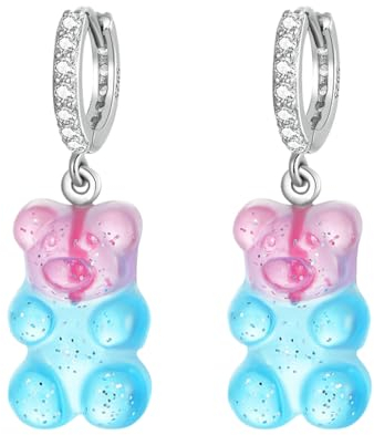 Ailan Bunte Gummibärchen Ohrringe, verspielte und auffällige Accessoires, breite Anwendungsmöglichkeiten, Silber, leicht und kompakt