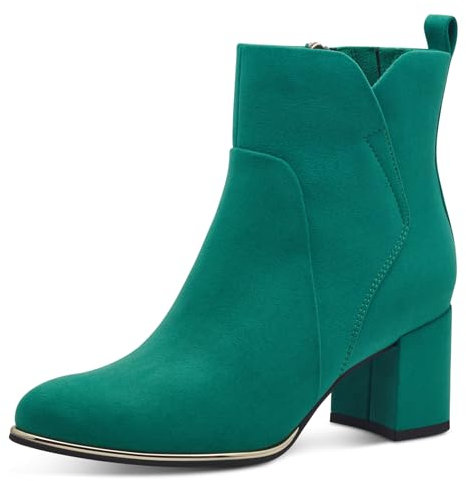 MARCO TOZZI Damen Stiefeletten mit Absatz Spitz mit Reißverschluss, Grün (Emerald Green), 39 EU