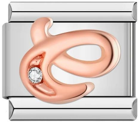 M&S A-Z Rose Gold Letter Initial Name Alphabet 9mm Italian Link Charm Compatible With Nomination Bracelet (C)