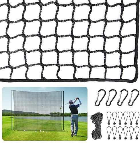 ORIENGEAR 10x10ft/10x15ft Golf Practice Hitting Polyester Net with Rope and Buckle, Driving Nets for Golf, Hockey, Baseball and More Sports, Suitable for Backyard, Garden and Indoor Use