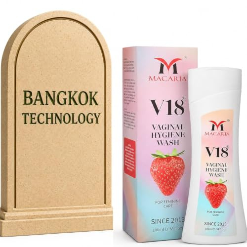 Macaria V18 Intimate Hygiene Wash for Women & Girls, with Tea Tree Oil & Lactic Acid & Strawberry Scent, Blocks Odour & Anti Bacterial Germ Protection for Genital Area, for Clean Vaginal Area, 100ml