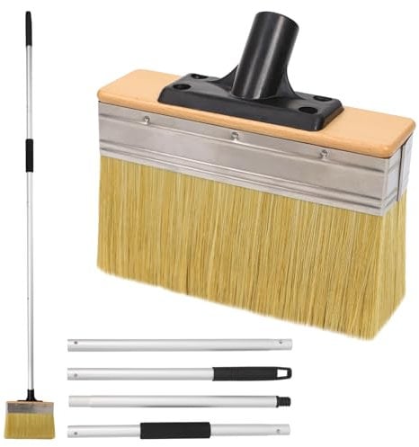 XIAPIA Long Handled Paint Brush, Thick Soft Large Paint Brush 7 Decking Brush with 60 Long Handle, Fence Paint Brushes, Wide Paint Brush for for Painting Wood Deck, Wall and Furniture