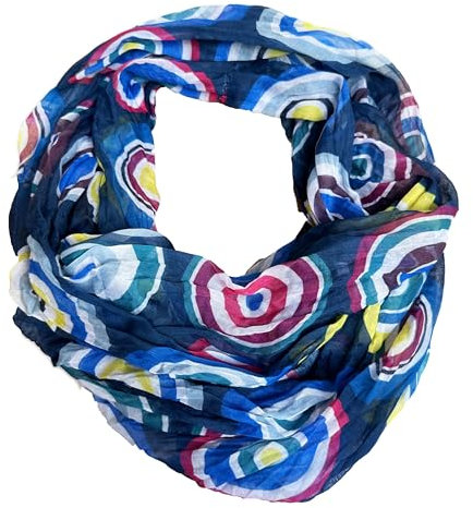 J26 Blumen Mandala Farbverlauf Seide Sommer Loop Verlauf Regenbogen Rainbow Silk Uni Rundschal Schlauchschal Stola Schal leicht (Kreis B Blau)