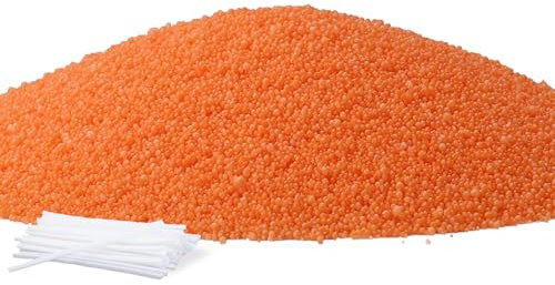 Ovaletta Kerzensand 800 g Orange, Kerzensand mit Docht, Kerzenwachs, mit 20 Stück Kerzendocht (5 cm), Pflanzliches Wachs, Perlenwachs