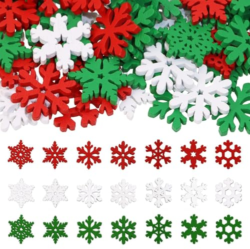100 Stück Schneeflocken Deko Konfetti, Streudeko Weihnachten Deko, Holz Schneeflocken Konfetti für Tischdeko Weihnachten, DIY Tischdeko Winter Deko, Winterdeko Confetti für DIY Basteln, Silvester Deko