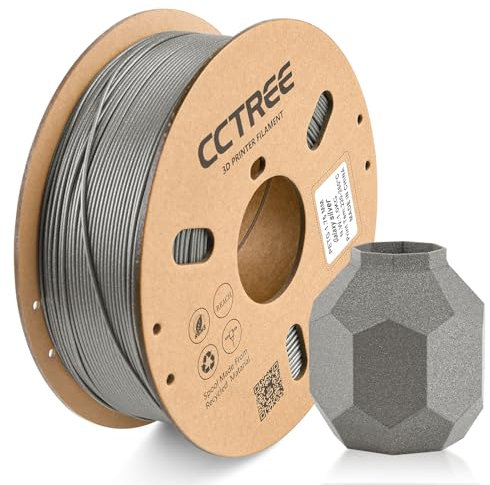 CCTREE PETG 3D Drucker Filament 1,75 mm, Ausgezeichnete Zähigkeit, Maßgenauigkeit +/- 0.03mm, 1kg Spule (2.2lbs), für most FDM 3D Drucker, Galaxy Silber