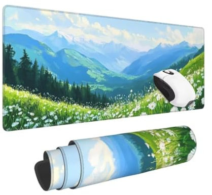 Mouse Mat Landscape XXL Gaming Mouse Pad Green (600*300*3 MM) Extended Large Mouse Mat Desk Pad, Stitched Edges Mousepad Desk Mat, Non Slip Rubber Base Desk Accessories, for Gaming Office Accessories