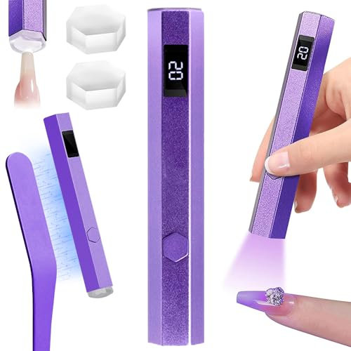 Mineup Lampara Uñas Semipermanentes, Mini Lampara UV LED Uñas 3W, U V Lámpara para uñas de gel con soporte, Secador de Uñas Portátil con 2 Temporizador 20/60S, para Bricolaje en Casa Salón de Uñas
