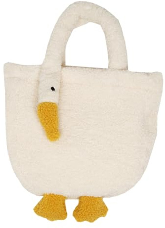 VALICLUD Tragetasche für Damen aus Weichem Plüsch und Polyester Beige Leichte Flauschige Handtasche mit Ausreichendem Fassungsvermögen Geeignet für Arbeit und Reisen für Frauen