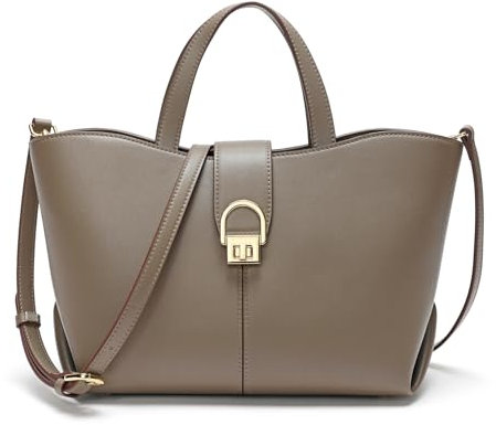 quipuda Handtasche Damen，Umhängetasche Damen, Leder Crossbody Bag ，Großes Fassungsvermögen, Metallreißverschluss，Kommt mit abnehmbarem Schultergurt (Khaki)