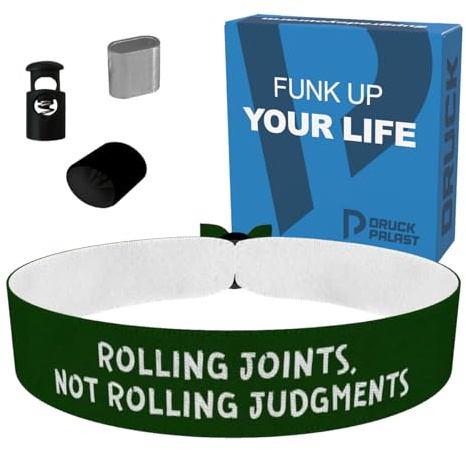 Rolling Status Not Rolling Judgments - Stoffarmband aus Satin - Wasserfest & Langlebig - Trippy Weed Armband - Trendy Modeaccessoire - Geschenksidee für Kiffer - Unisex Freundschaftsarmband