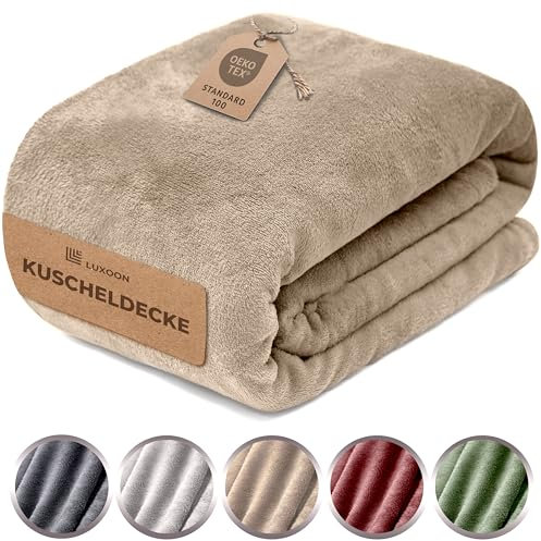 Luxoon Fleecedecke Flauschig Warm Winter – Kuscheldecke für Gemütliche Winterabende, Ultra Weich und Wärmend, Ideal für Sofa und Bett, 100% Polyester, Farbe 1er Pack 130x150cm, Sand