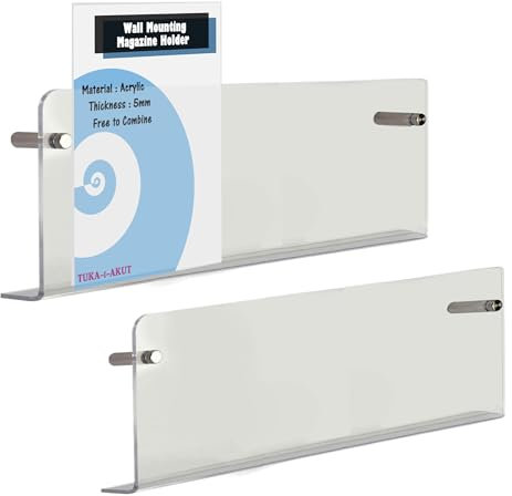 TUKA-i-AKUT 2er 80cm Wand Prospekthalter Acryl Extra Stark, Zeitschriftenhalter Wandregale für Zeitschriften Zeitungen Prospekte Broschür Bücher, Wandhalter Transparent TKD8256-80cm-2x