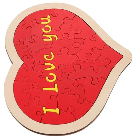 Gogogmee I Love You Jigsaw Puzzle Wooden Heart for Wedding Decor Add Romantic Touch to Your Party