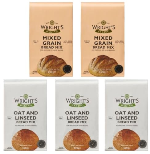 Wright's Baking Bread Mix Selection Pack 03 - Oat & Linseed & 02 - Mixed Grain Packs – for Bread Makers & Hand Baking