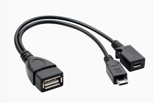 Cable micro USB OTG 2 en 1 y adaptador de corriente para Fire Stick 4K/4K Max/Cube/Lite/2ª generación, Nintendo Switch, SNES/NES Classic, compatible con teclados Rii, Android y dispositivos multimedia
