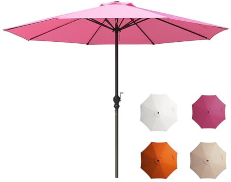 WATAOW Parasol De Jardin 2,7 M Parasol De Patio Extérieur, Parasol De Jardin, Parasol De Marché, Protection UV, Parasol Droit pour Plage, Terrasse, Arrière-Cour, Piscine(Rose)