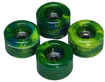 SPITBOARDS Fingerboard Urethane Swirl Wheels 60D with Real Ball Bearings Professional CNC Quality - Swirl Grass