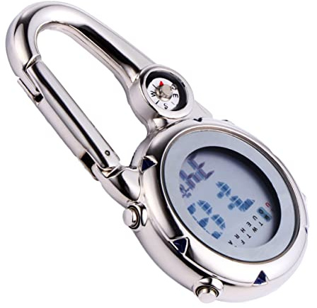 FOMIYES Kletteruhr mit Datumsanzeige Uhr Karabiner mit Multifunktionale Edelstahl Stilvolle Outdoor für Aktivitäten im Freien und Innenbereich