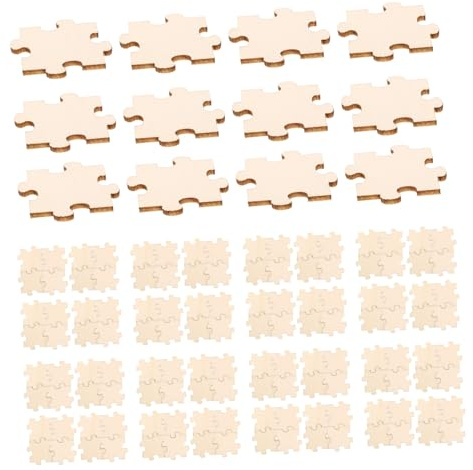 BESPORTBLE 50 Stück Holzpuzzle Teile Blanko Holzstücke zum Basteln DIY Kreativbemalen Naturholz Puzzle Selbst Gestalten für Deko und Kunstprojekte