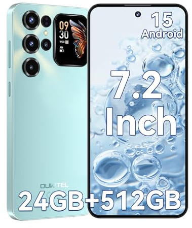 OUKITEL C68 PLUS Mobile Phones, 7.2’’HD+ 120Hz Sub Display, 24GB RAM & 512GB ROM/1TB TF, 6000mAh Battery, 64MP, Sim-Free & Unlocked Mobile Phones, 4G Dual SIM Android Phone, NFC, OTG, Case - Blue