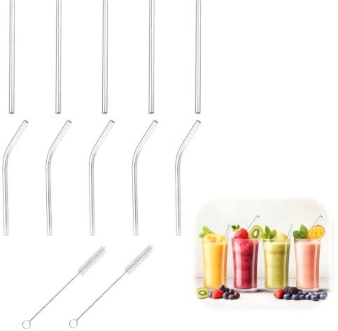 Metal Straws, Short Metal Straws Set, Stainless Steel Straws for Cocktails and Coffee, 12-Piece Reusable Drinking Straws with Cleaning Brushes, 5.12 Inch Length for Small Cups
