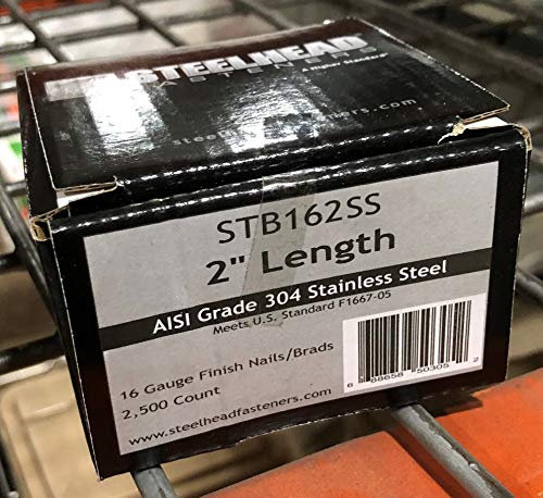 Steelhead Stainless Steel 16 Ga 2 Straight Nail Brads 2500 Count