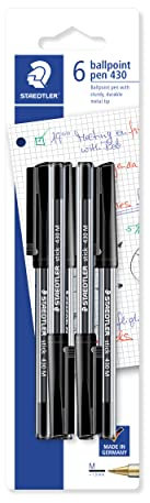 STAEDTLER 430 M9BK6 stick Kugelschreiber Linienbreite M, 0.45 mm, 6 Stück auf Blisterkarte, schwarz