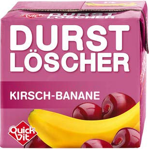 24 Packungen a 500ml Durstlöscher Quickfit Kiba Banane Sauerkirsch mit Strohhalm