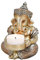 TEMPELWELT® Deko Figur Ganesha mit Teelichthalter 11 cm, Polystein Champagner Gold Silber, Elefantengott Statue sitzend, Hindu Gott Ganesh Elefant, Buddha Indien