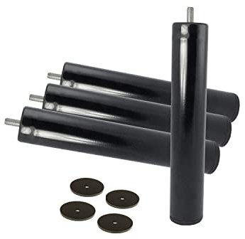 Set de 4 Pieds Cylindriques avec Embout Antidérapant pour M-10 - Idéal pour Sommier ou Base Tapissée - Hauteur 25 cm - Cuens