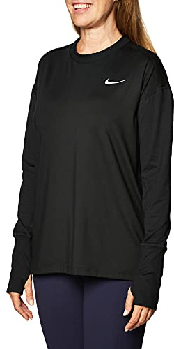 Nike Women Element Long-Sleeve Running Shirt - Black/Reflective Silver, Medium