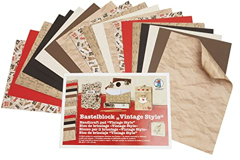 URSUS Bastelpapier Motivpapier Vintage Style 34x24cm Papier Basteln DIY 18 Blatt