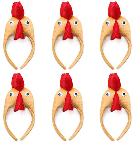 TopTie 6 Stück Hahn Haarreif, Tier Ohren Haarreif Ohren Stirnband Party Cosplay Kostüm Zubehör