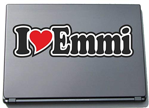 INDIGOS UG - Aufkleber - I Love Heart Decal Sticker Laptopskin Laptopaufkleber 297 mm - Ich Liebe - Name (Mann, Frau, Kind, Junge, Mädchen) - I Love Emmi