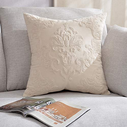 DOKOT Platz Kissenbezug Baumwolle Wurfkissenbezüge Dekorative Kissen Fall weichen Wurfkissenbezug für Home Sofa Schlafzimmer Wohnzimmer Auto mit unsichtbaren Reißverschluss Beige 50x50cm