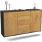 Dekati Sideboard Pembroke Pines hängend (136x77x35cm) Korpus anthrazit matt - Front Holz-Design Eiche - Push to Open - Leichtlaufschienen