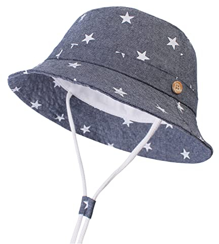 DRESHOW Unisex Baby Kleinkinder Sonnenhut Kappe Mütze Fischerhut Strandhut Kinder Baby Stern Sommerhut UV Schutz UPF 50+, Age 1-2 Jahre, Size 50cm