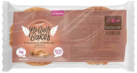 No Guilt Bakes Keto Cake Bites (Cinnamon Swirl, 10 Cake bites) - Gluten Free & No Sugar Added, Healthy Diabetic, Dessert, Keto Diet Snack - Packaging May Vary