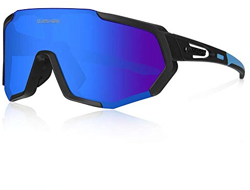Queshark Sportbrillen Fahrrad Brillen Damen Herren Polarisierte UV400 Schutz mit 3 Wechselgläser Radbrillen für Outdoor-Sport Radfahren Motorradfahren Laufen Angeln Golf
