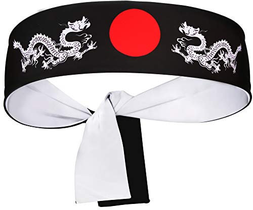 5Chaos Reversible Warrior Stirnband Bushido Hachimaki für Karate, Halloween, Sushi, drache, 2.3 W x 38 L