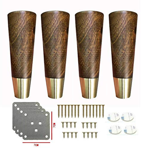 4 Stück Massivholz Möbel Füße,Ersatz Holz Kupfer Hülse Möbel Beine,Sofa Beine Stützfüße,für Couch,Betten,Schränke,Couchtische Fußpolster Möbel Zubehör(10cm/3.9in)
