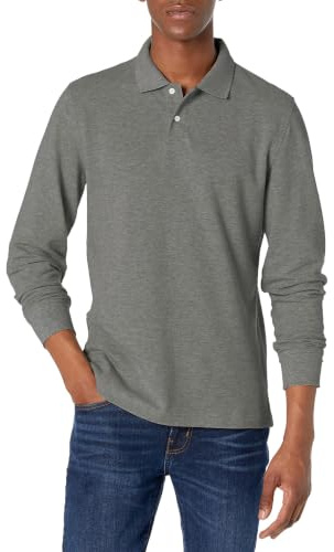 Amazon Essentials Men's Regular-Fit Long-Sleeve Pique Polo