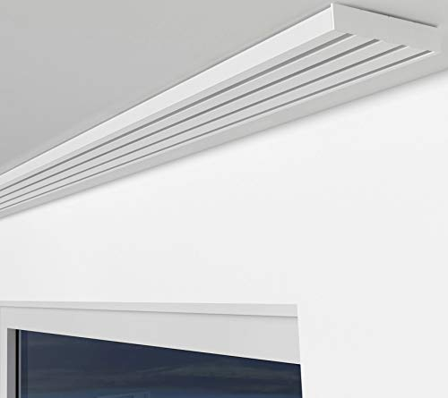ALOHA Gardinenschiene aus Aluminium Vorhangschienen, Deckenbefestigung 1, 2, 3, 4, 5 -läufig für Schiebevorhänge, Vorhänge (RIO / 4-läufig / 120cm / nur Gardinenschiene/Weiß)