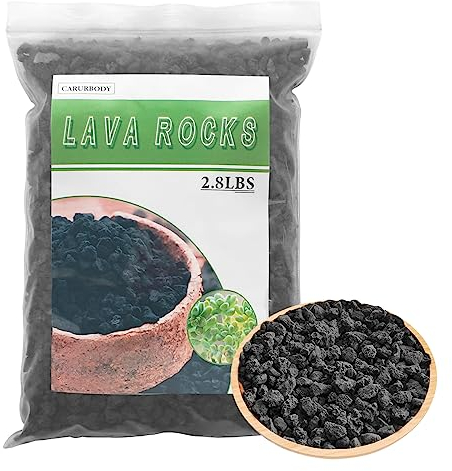 CARURBODY Schwarze Lavasteine für Pflanzen – 100% reines Vulkangestein, Keine Farbstoffe oder Chemikalien, Beste Lavasteine, Top Dressing für Kakteen, Sukkulenten, Bonsai