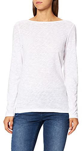 Marc O'Polo Damen Langarmshirt aus Bio-Baumwolle Unterziehshirt, Weiß (White), L