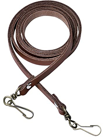 Januel – Riemen für Jagdhorn – Riemen für Jagdhorn – Länge 120 cm – Karabinerhaken mit Wirbel – Naturleder Vollblume – Braun